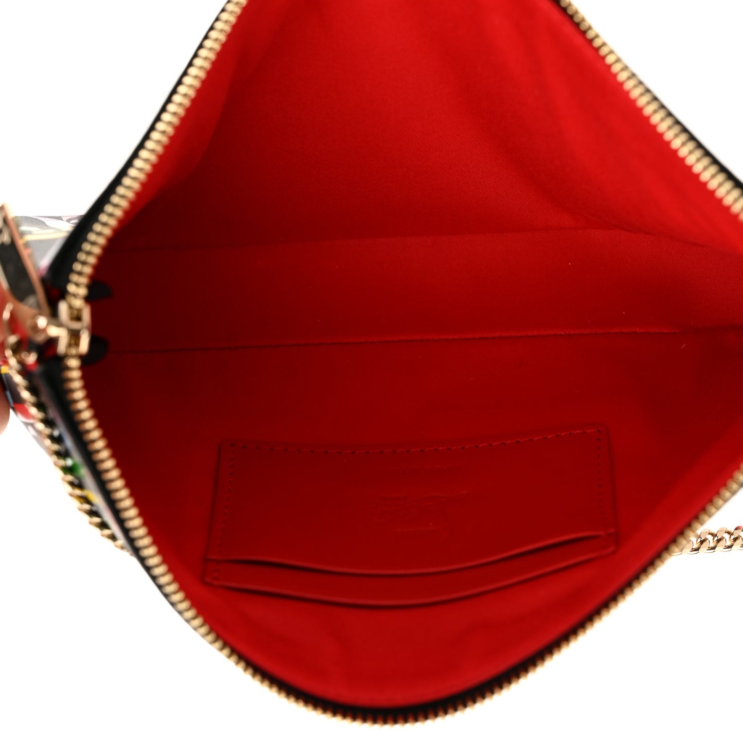 Calfskin Logo Loubila Chain Clutch Black Multicolor