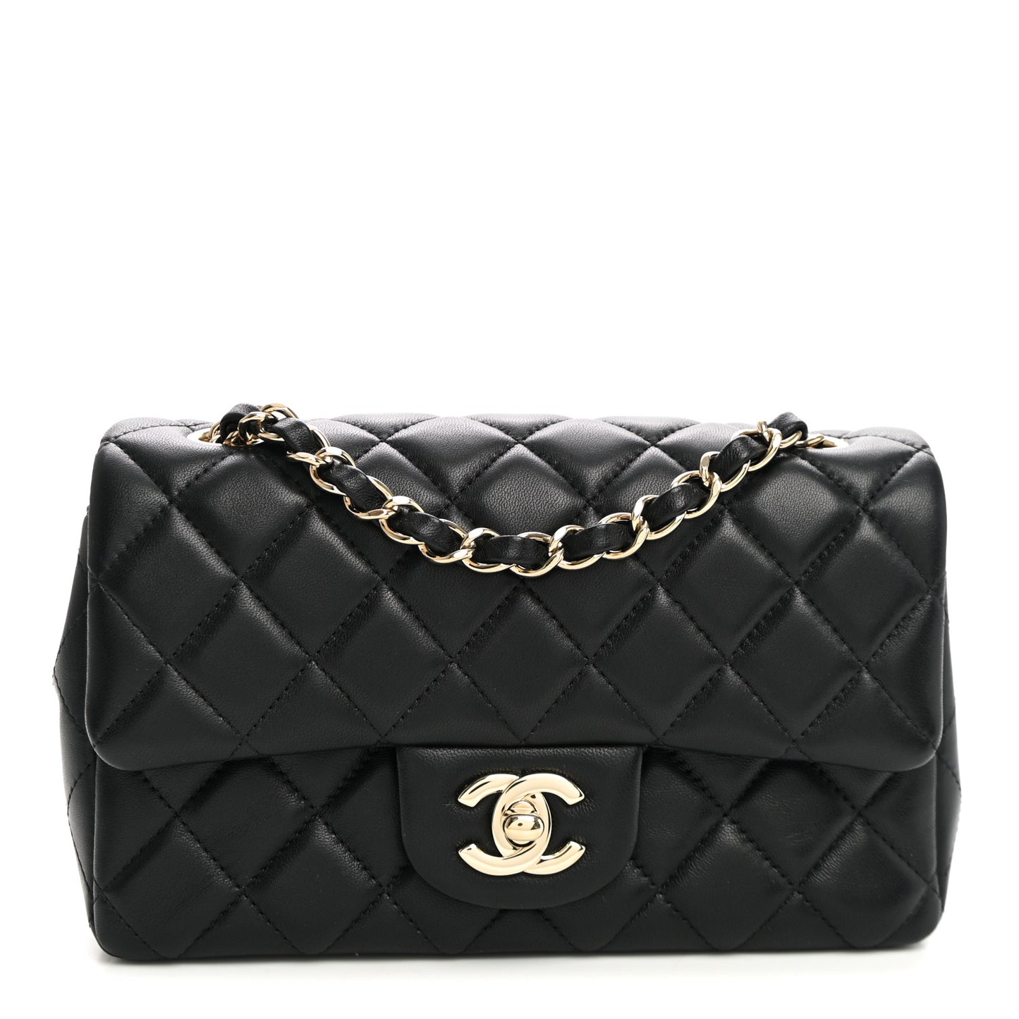 Lambskin Quilted Mini Rectangular Flap Black