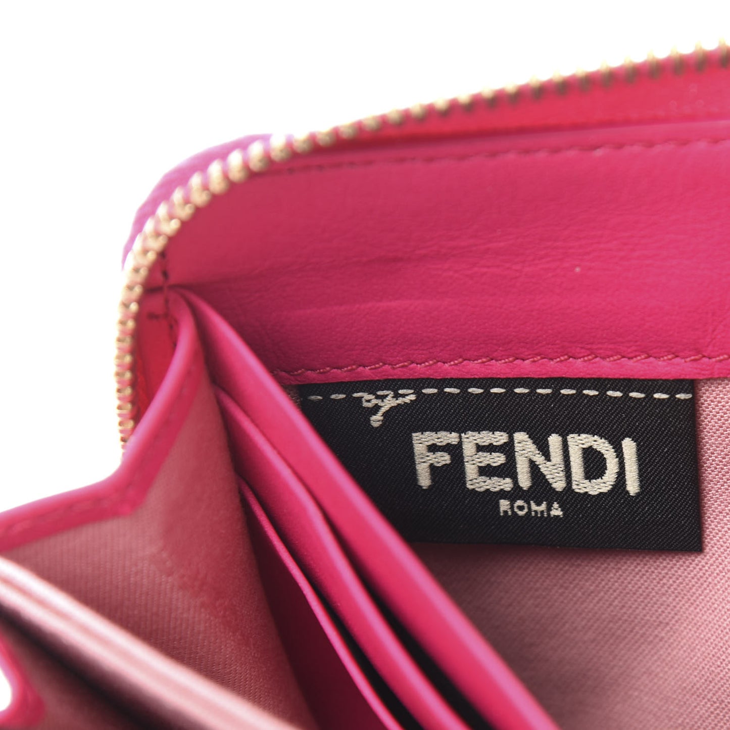 Vitello Flamingo Tube Zip Around Long Wallet Fuchsia