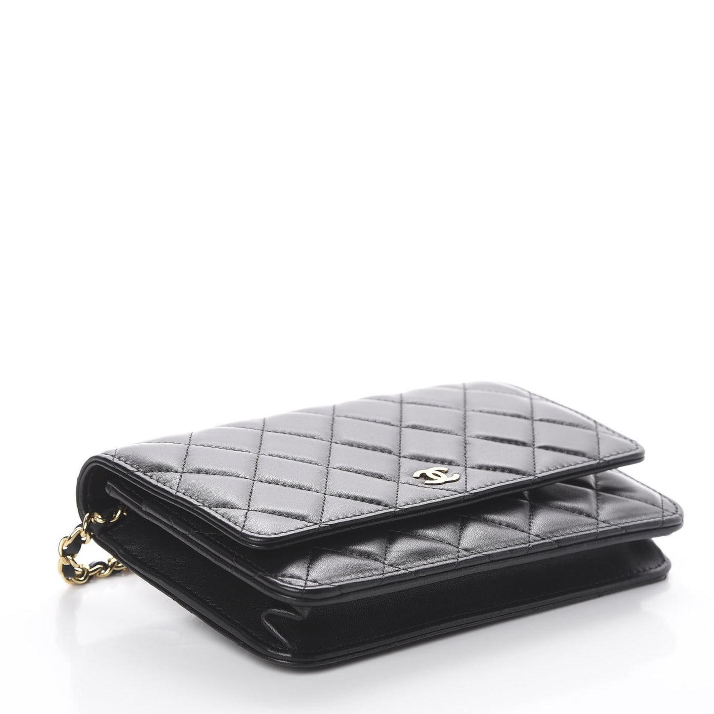 Lambskin Quilted Wallet On Chain WOC Black