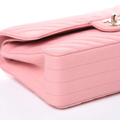 Chanel Caviar Chevron Quilted Medium Double Flap Pink 8 of 9