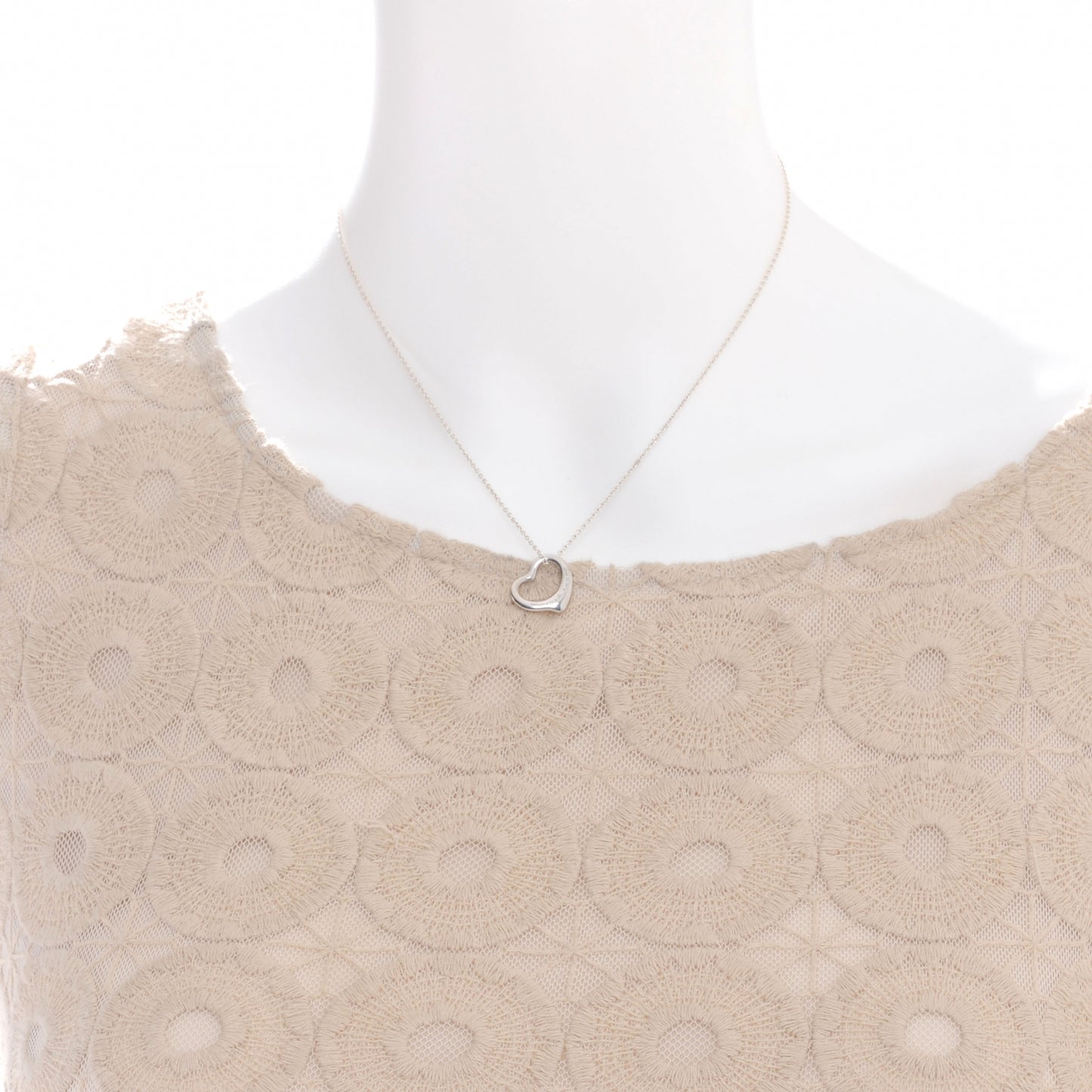 Sterling Silver 16mm Elsa Peretti Open Heart Pendant Necklace