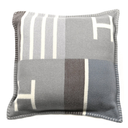 Hermes Wool Cashmere Avalon Vibration Pillow PM Ecru Gris 1 of 3