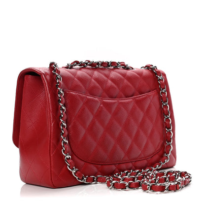 Chanel Caviar Quilted Jumbo Single Flap Red 3 of 9