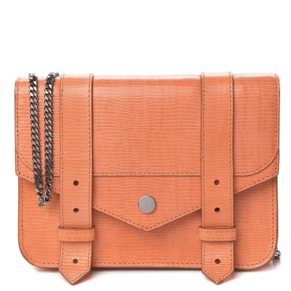 Proenza Schouler Calfskin Lizard Embosed Lizard PS1 Large Chain Wallet Grapefruit 1 of 11