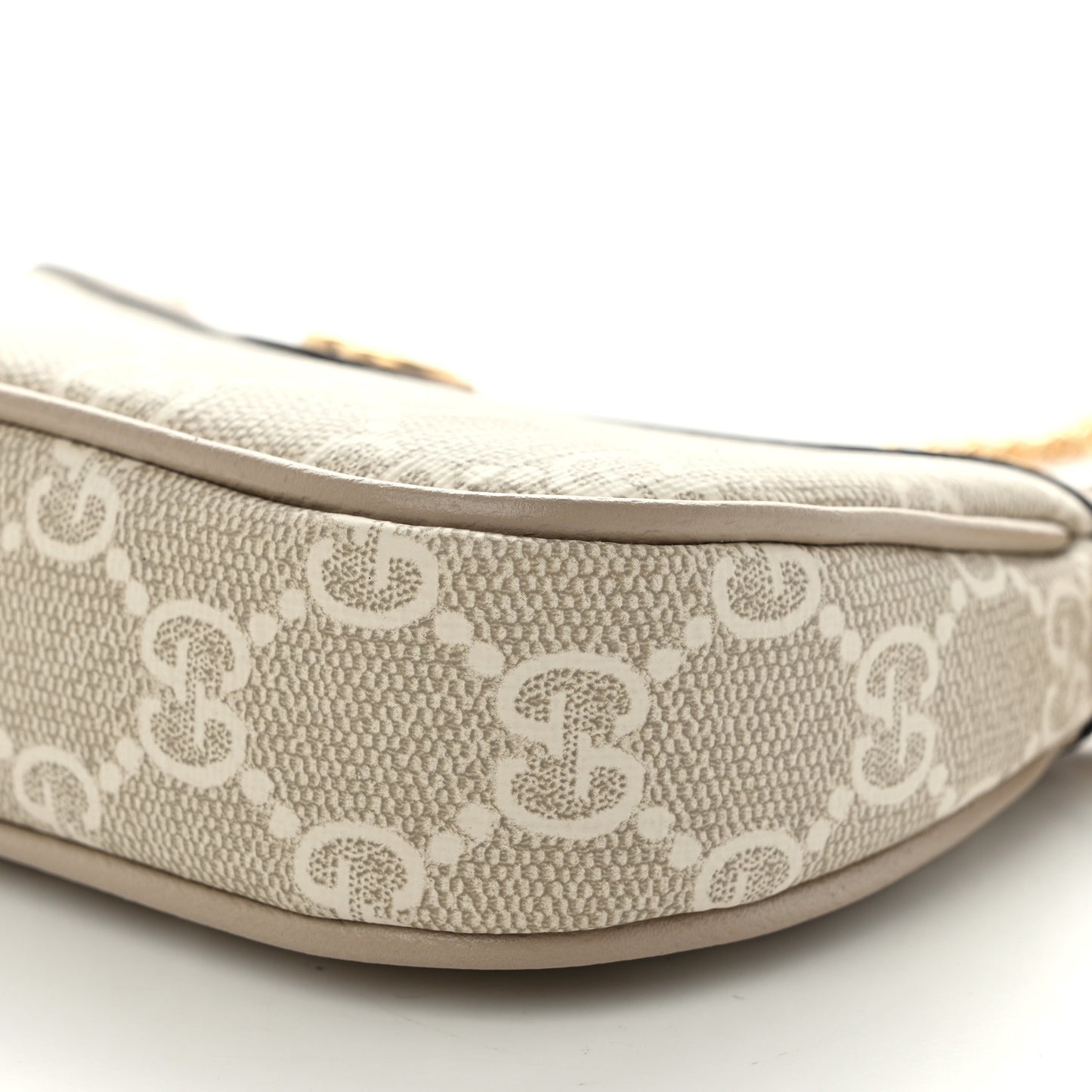 GG Supreme Monogram Textured Dollar Calfskin Web Mini Ophidia GG Handbag Beige Mystic White Oatmeal