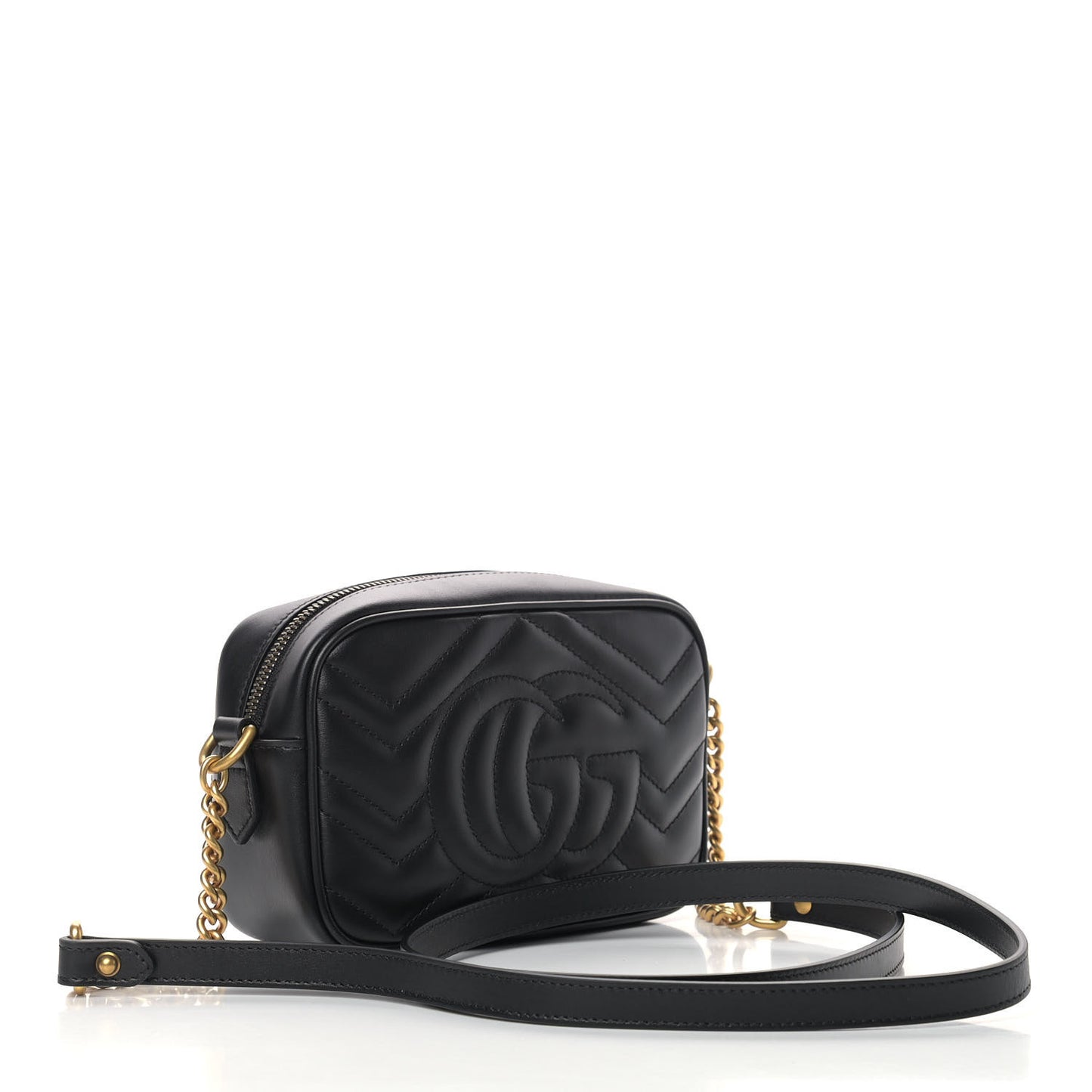 Calfskin Matelasse Mini GG Marmont Chain Shoulder Bag Black