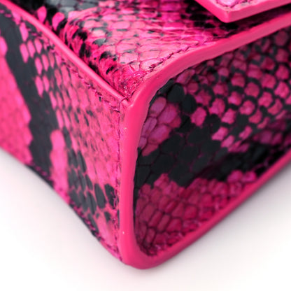 Balenciaga Shiny Calfskin Python Effect Hourglass Top Handle Bag Mini Fuchsia Black 10 of 10