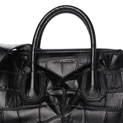 Givenchy Calfskin Crocodile Embossed 3D Stud Medium Antigona Black 10 of 10