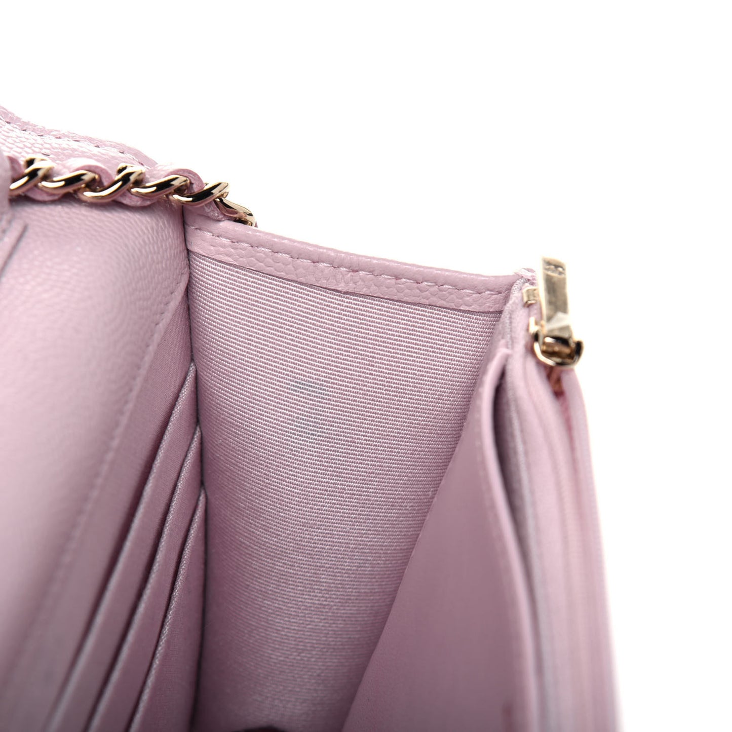 Caviar Quilted Wallet On Chain WOC Light Pink