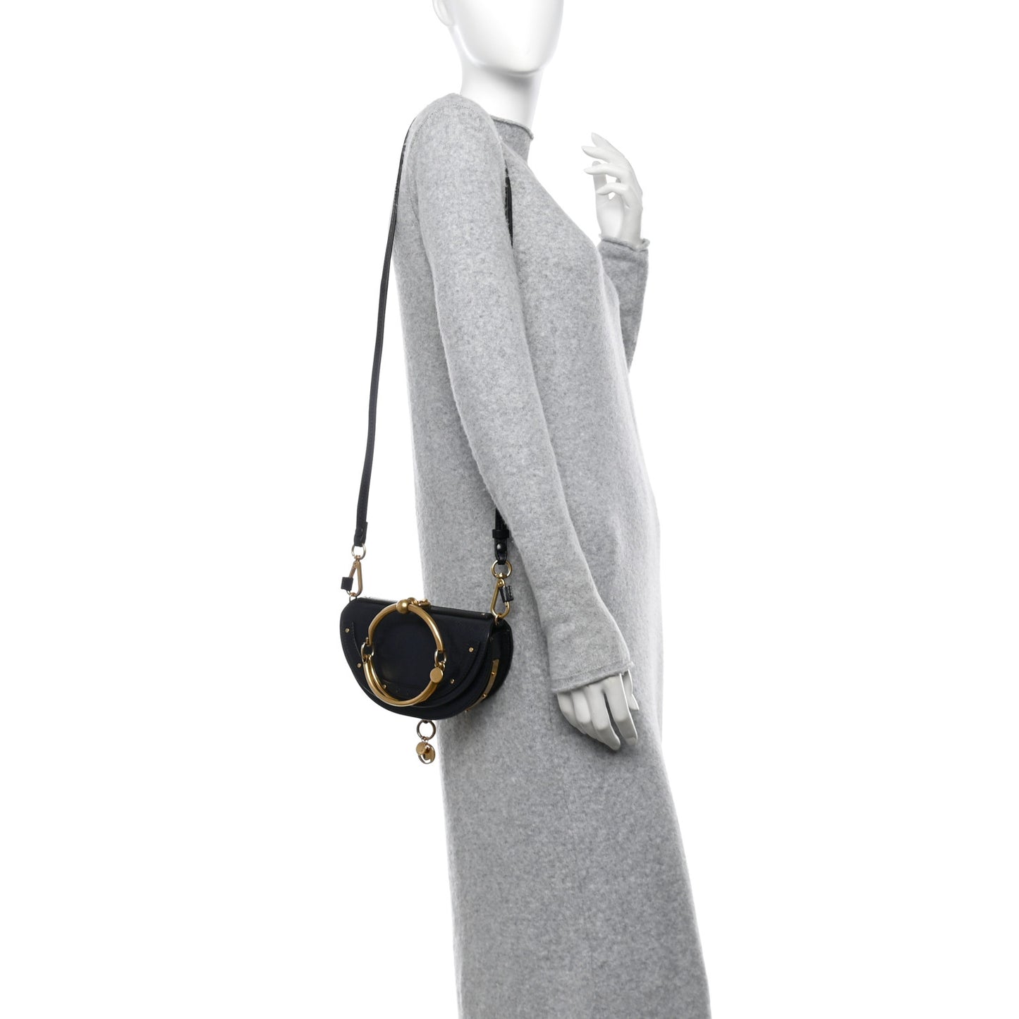 Calfskin Small Nile Bracelet Minaudiere Bag Silver Blue