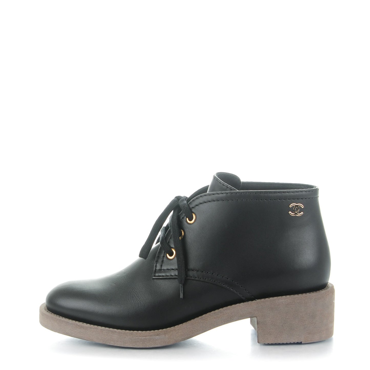 Calfskin Lace Up CC Boots Black