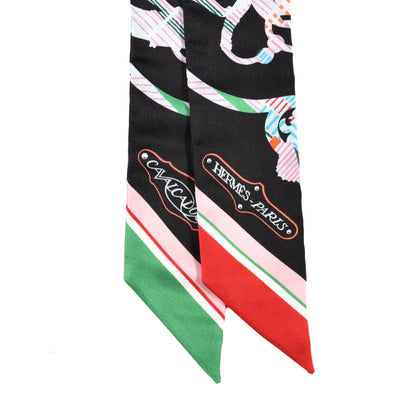 Hermes Silk Cavalcadour Morning Twilly Black Rouge Vert 2 of 4