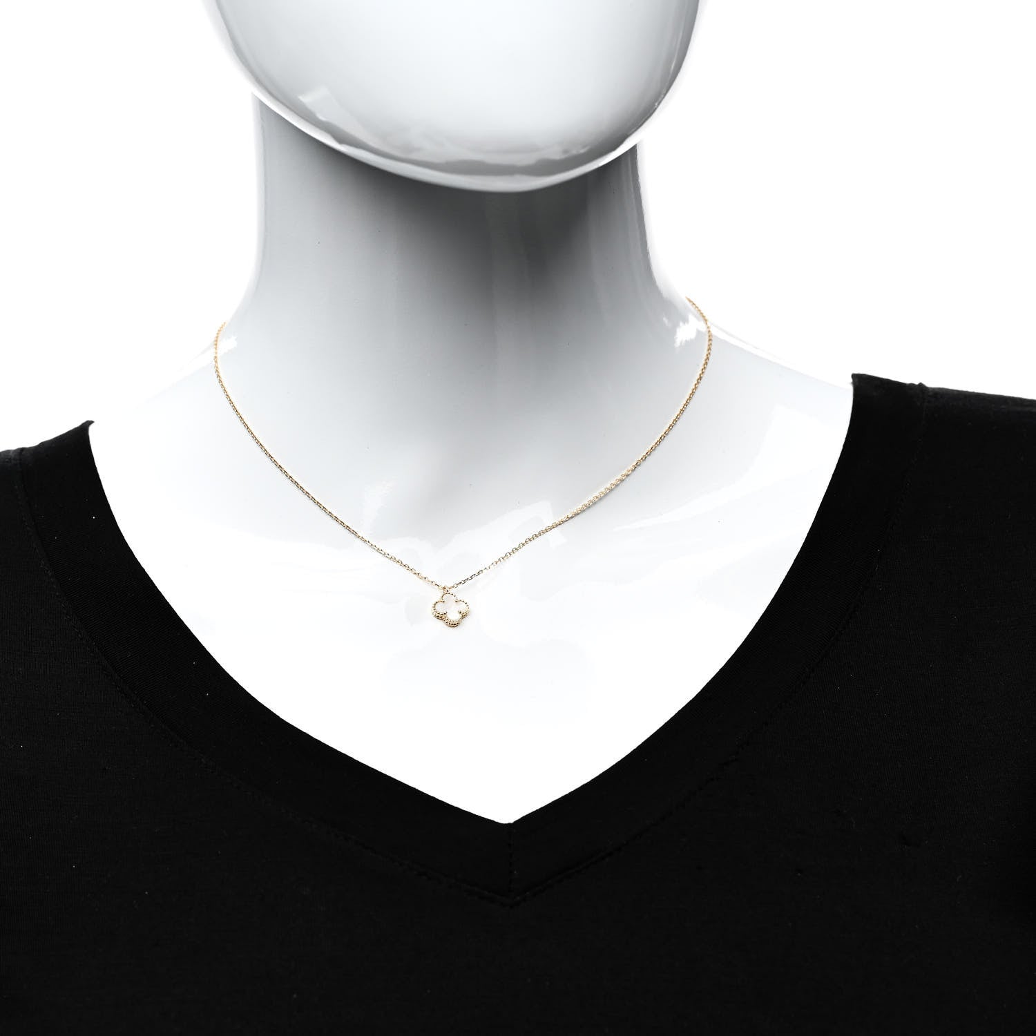 Van Cleef & Arpels 18K Yellow Gold Mother of Pearl Sweet Alhambra Pendant Necklace 2 of 6
