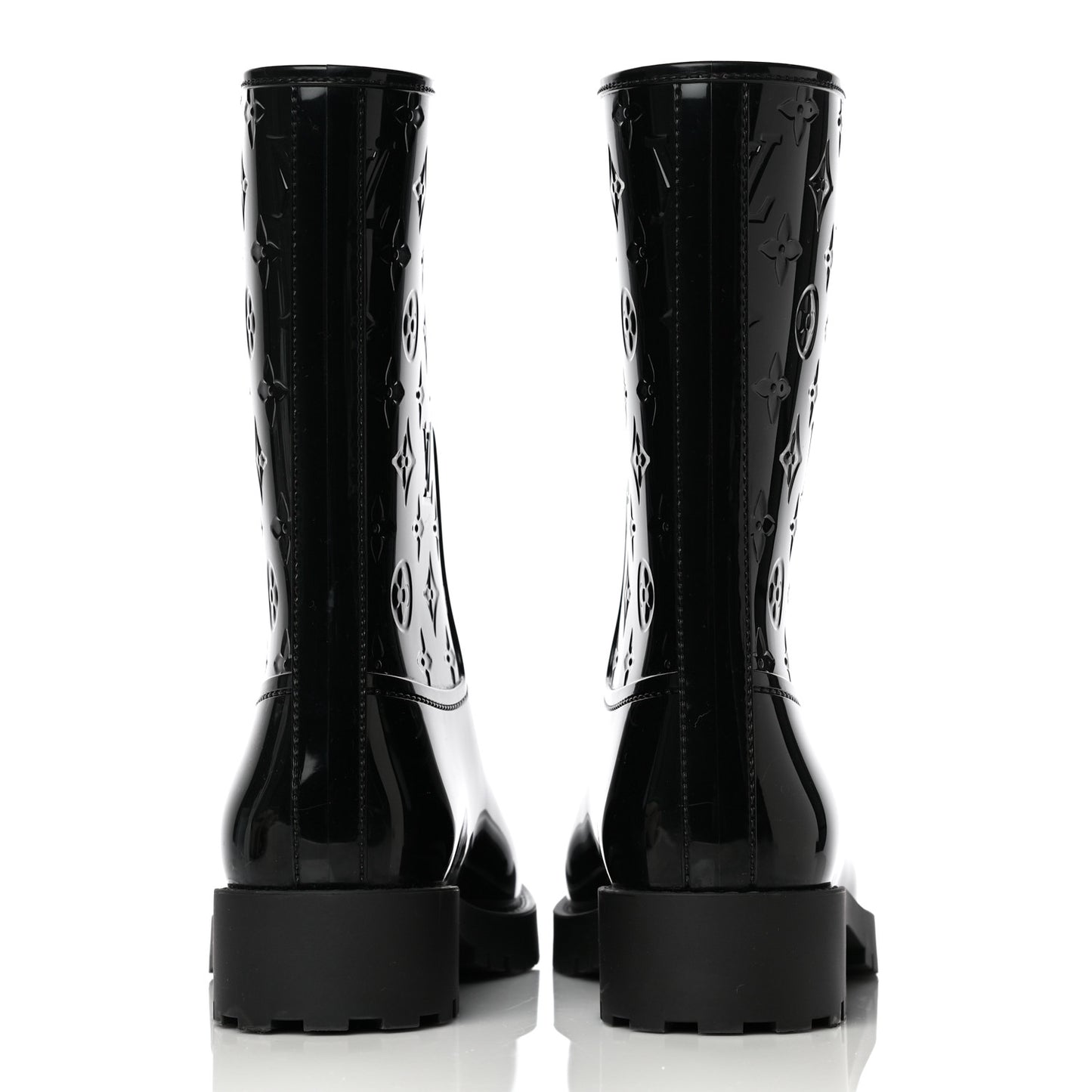 Rubber Embossed Monogram Drops Flat Half Boots 41 Black