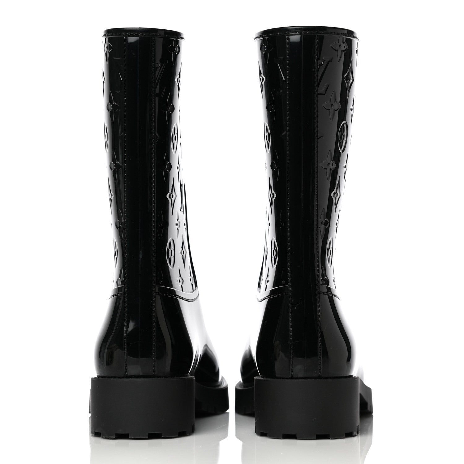 Louis Vuitton Rubber Embossed Monogram Drops Flat Half Boots 41 Black 5 of 10