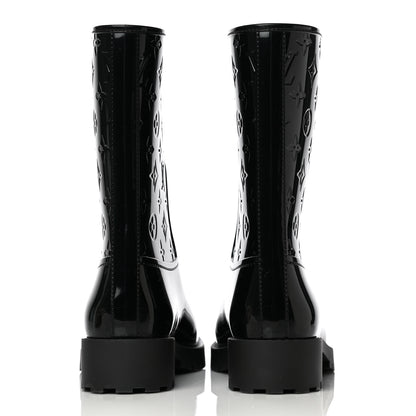 Louis Vuitton Rubber Embossed Monogram Drops Flat Half Boots 41 Black 5 of 10