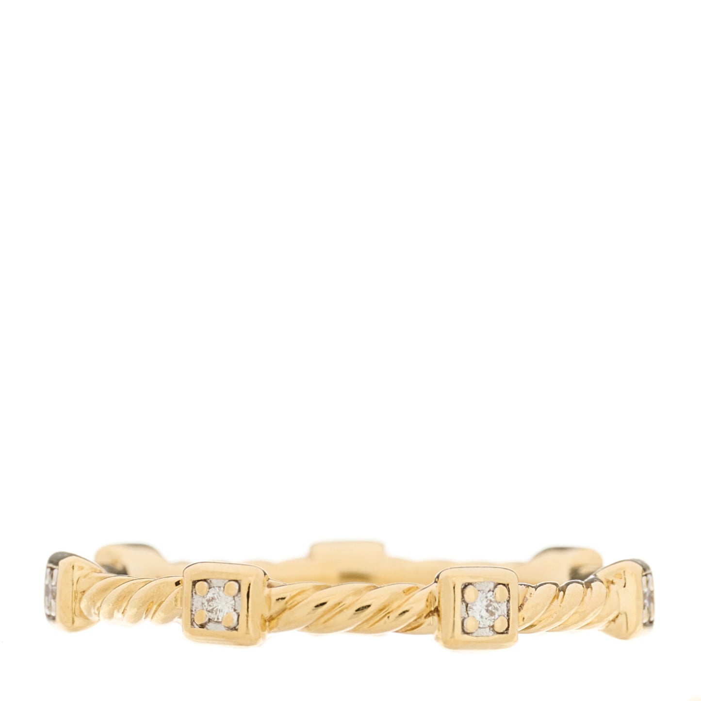18K Yellow Gold Diamond Cable Collectibles Stack Ring 56 7.5