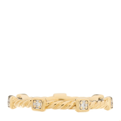 David Yurman 18K Yellow Gold Diamond Cable Collectibles Stack Ring 56 7.5 3 of 4