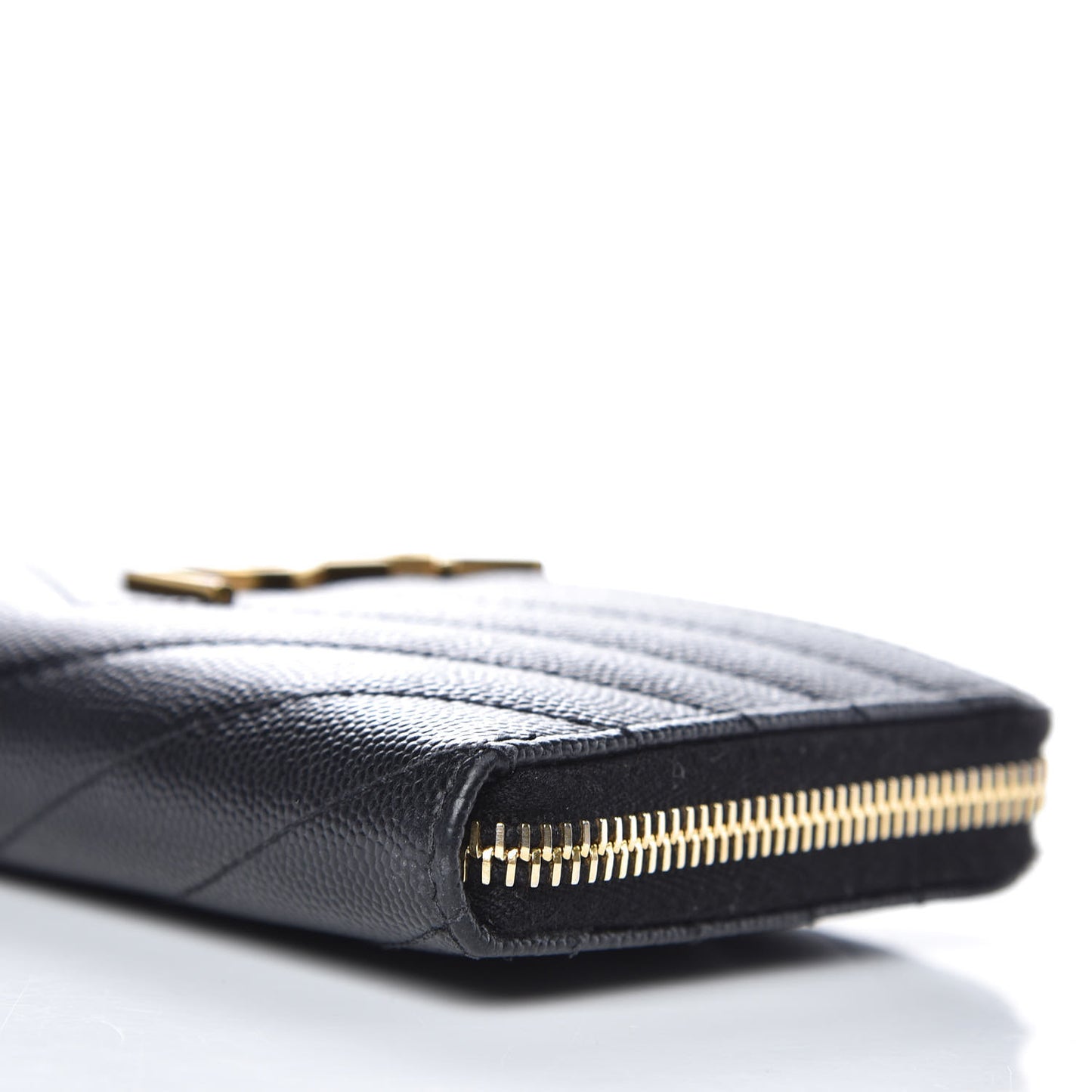 Grain De Poudre Matelasse Chevron Monogram Zip Around Wallet Black