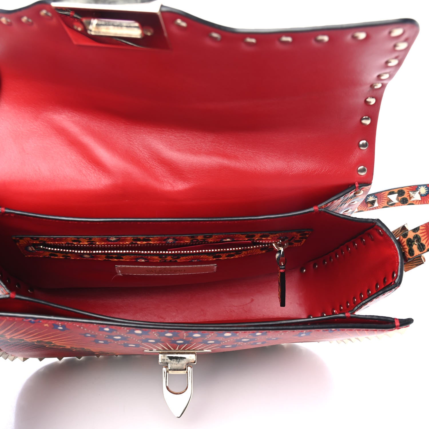 Valentino Garavani Vitello Enchanted Wonderland Medium Rockstud Flap Saddle Bag Rosso Valentino 4 of 4