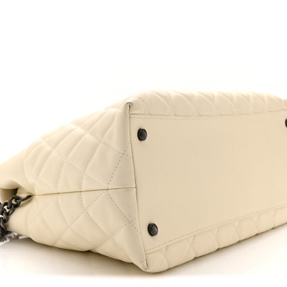Chanel Calfskin Tweed Quilted Large Portobello Tote White Multicolor 9 of 10