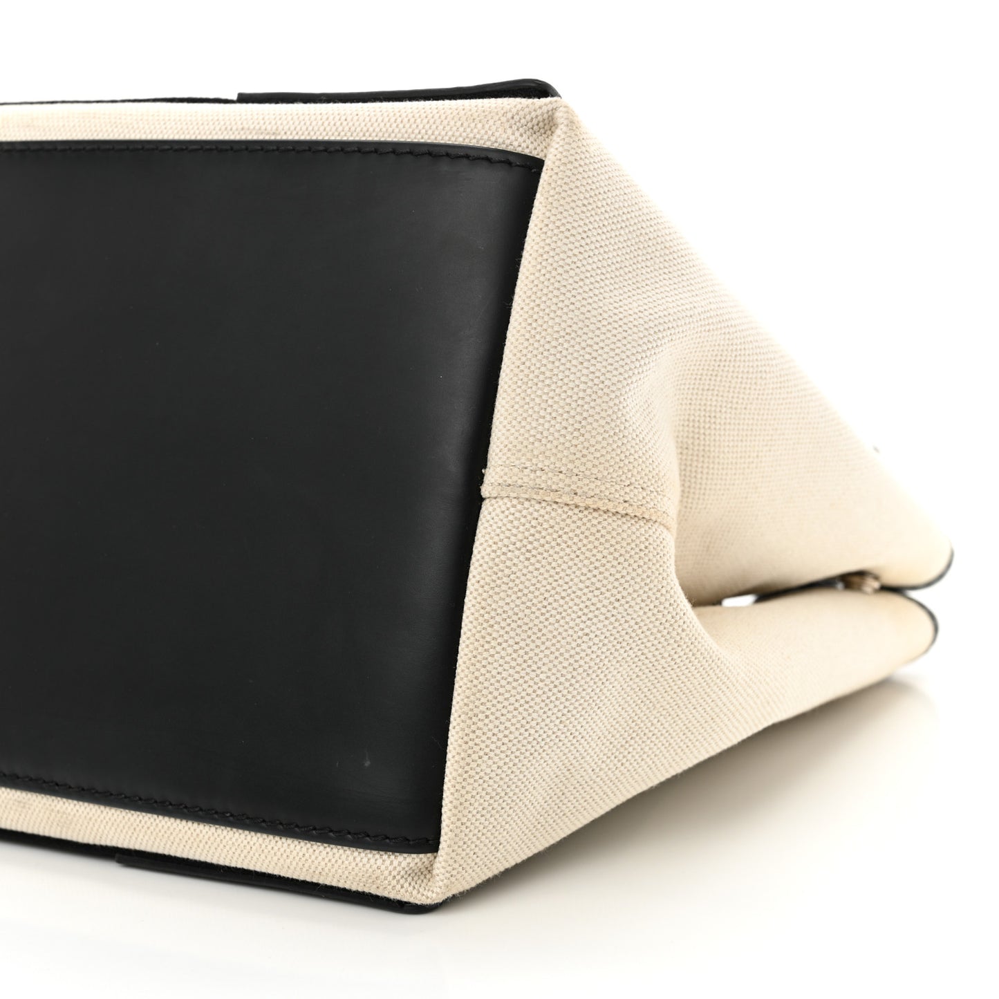 Cotton Canvas Calfskin Navy Cabas S Natural Black