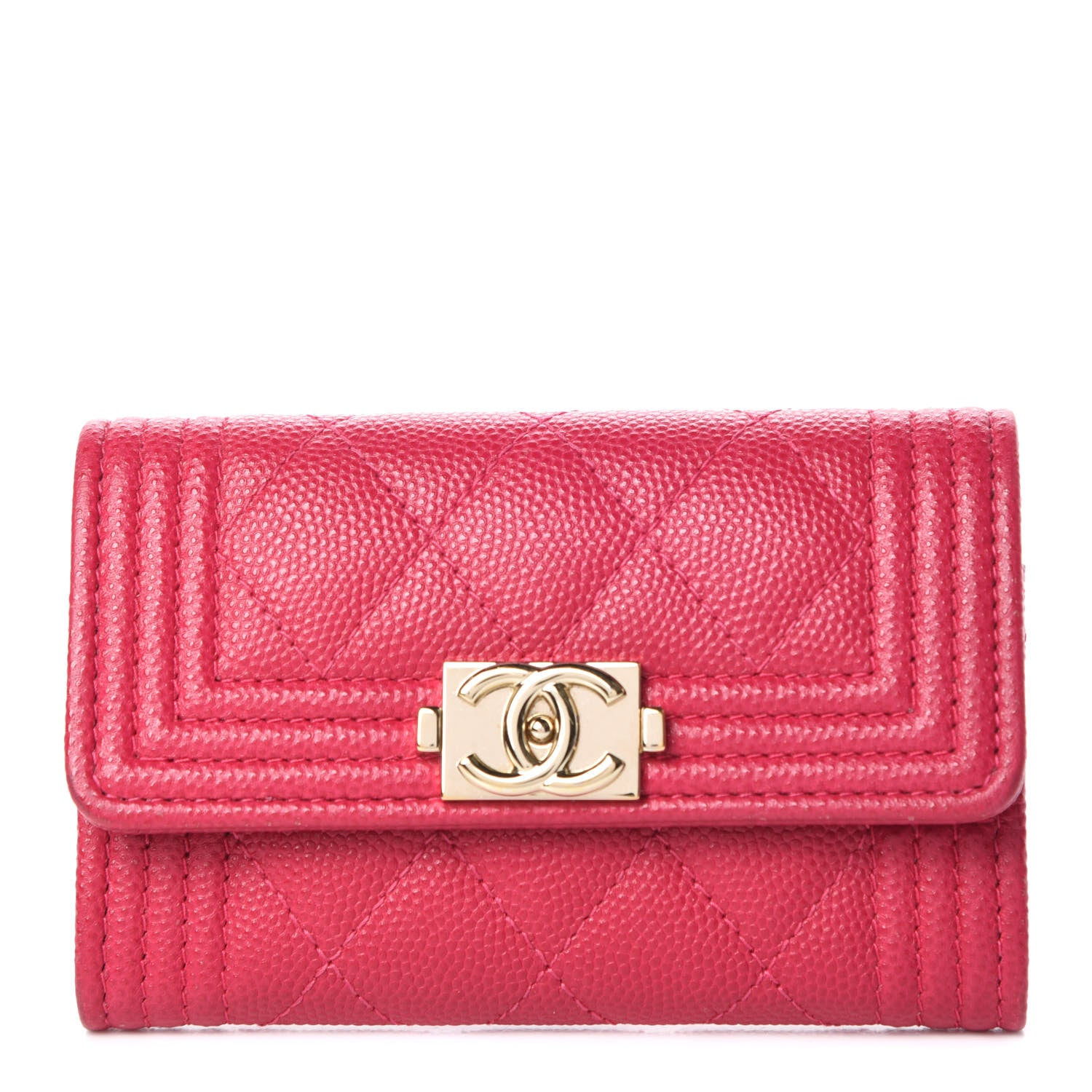Chanel Caviar Quilted Boy Card Holder Wallet Fuchsia 1 of 11