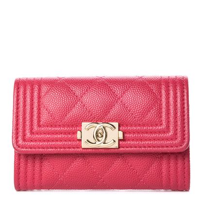 Chanel Caviar Quilted Boy Card Holder Wallet Fuchsia 1 of 11