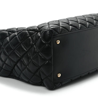 Chanel Aged Calfskin Quilted Large Coco Handle Shopping Tote Black 10 of 12
