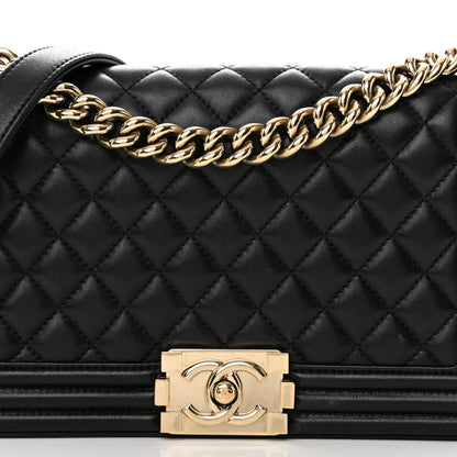 Chanel Lambskin Quilted Medium Boy Flap Black 8 of 15