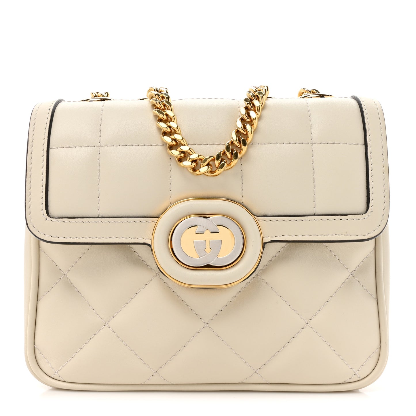 Calfskin Quilted Small Deco Shoulder Bag Mystic White