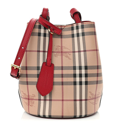 Burberry Haymarket Check Colours Small Lorne Bucket Crossbody Poppy Red 1 of 12