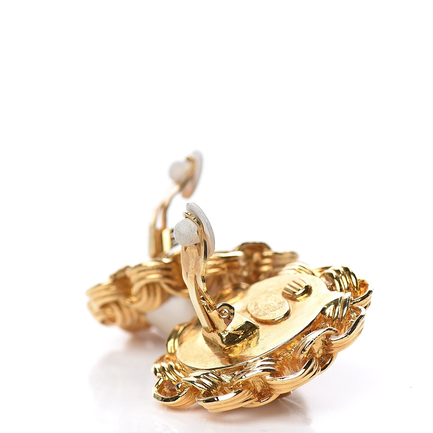 Pearl CC Clip On Earrings Gold