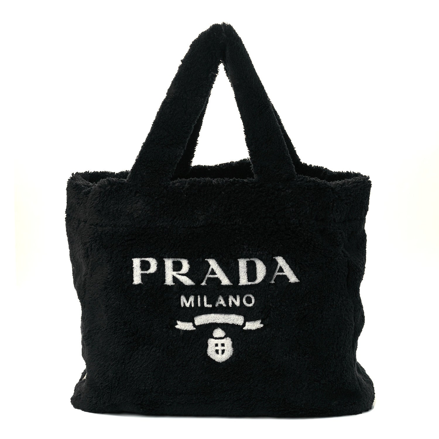 Prada Terry Cloth Tote Bag Black White 1 of 11