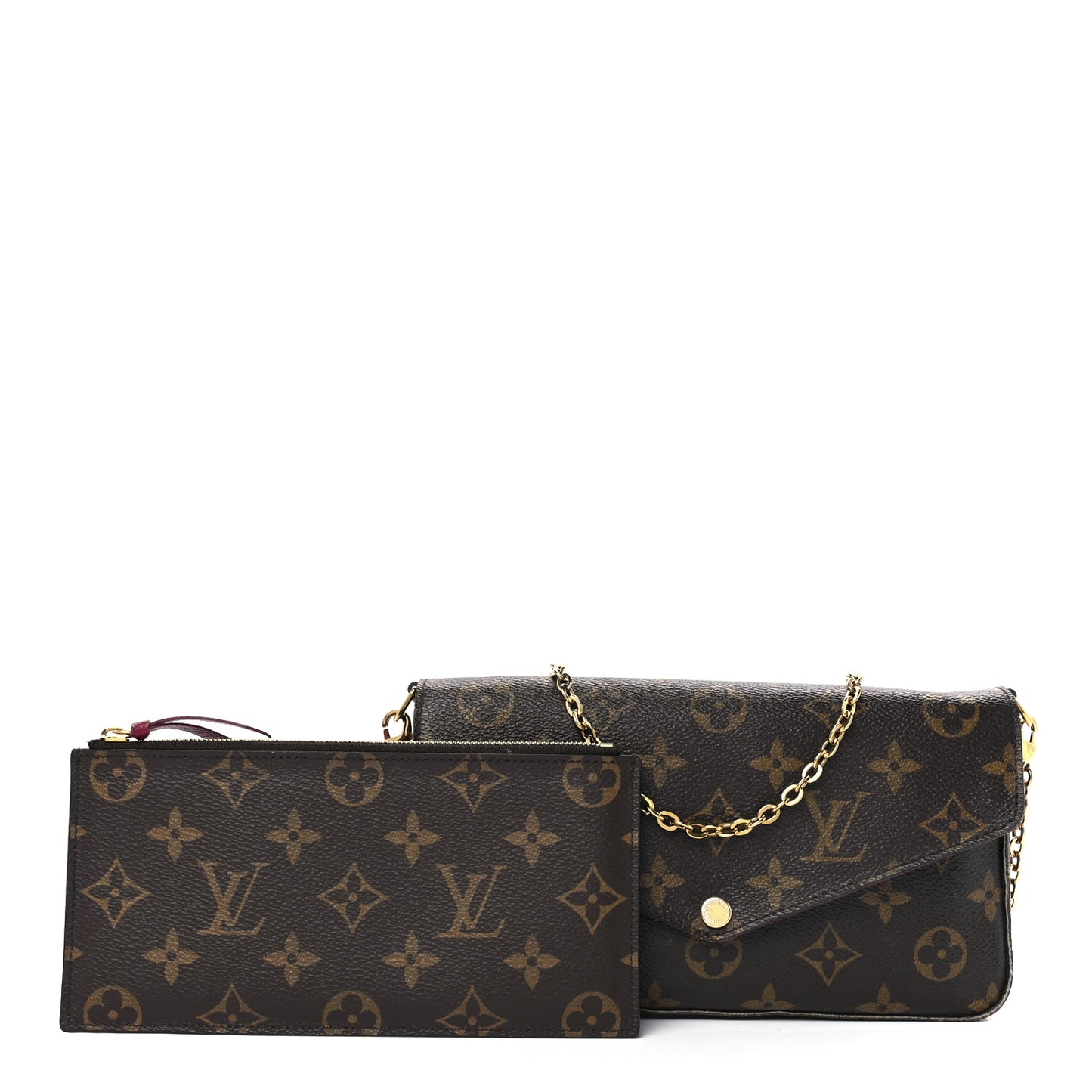 Monogram Pochette Felicie Chain Wallet Fuchsia