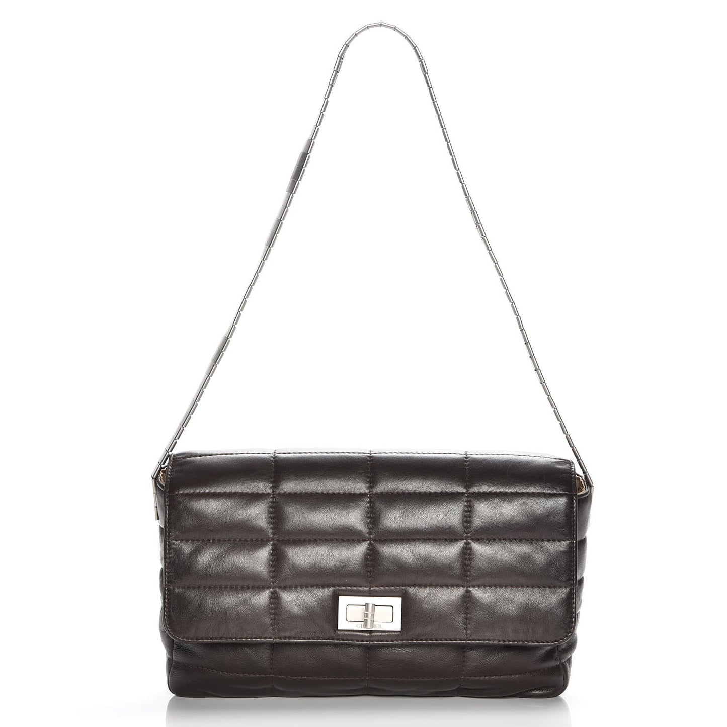 Lambskin Chocolate Bar Mademoiselle Flap Brown
