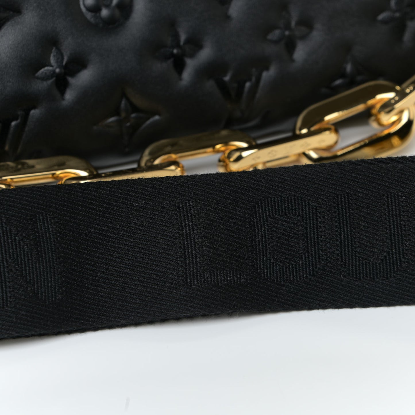 Lambskin Embossed Monogram Coussin MM Black
