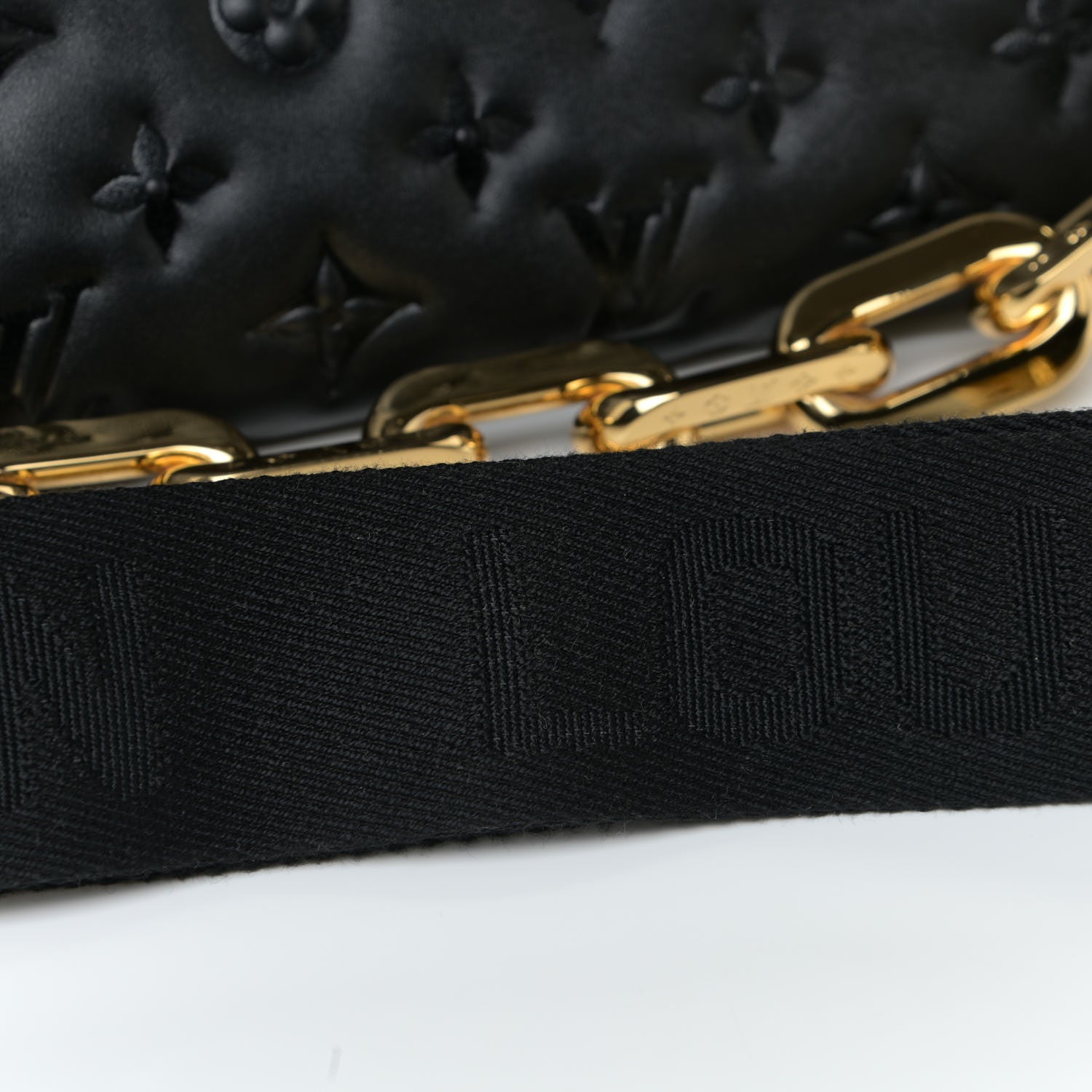 Louis Vuitton Lambskin Embossed Monogram Coussin MM Black 10 of 11