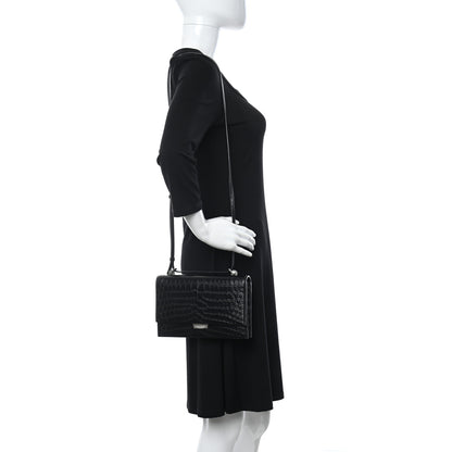 Saint Laurent Calfskin Crocodile Embossed Small Babylone Black 2 of 11