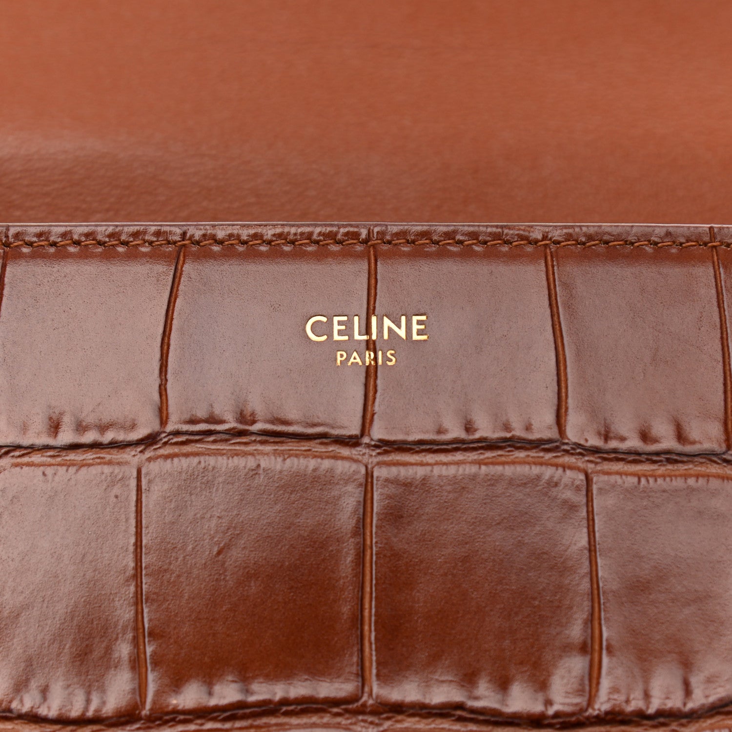 Celine Calfskin Crocodile Embossed Medium Tassel Bag Tan 6 of 13
