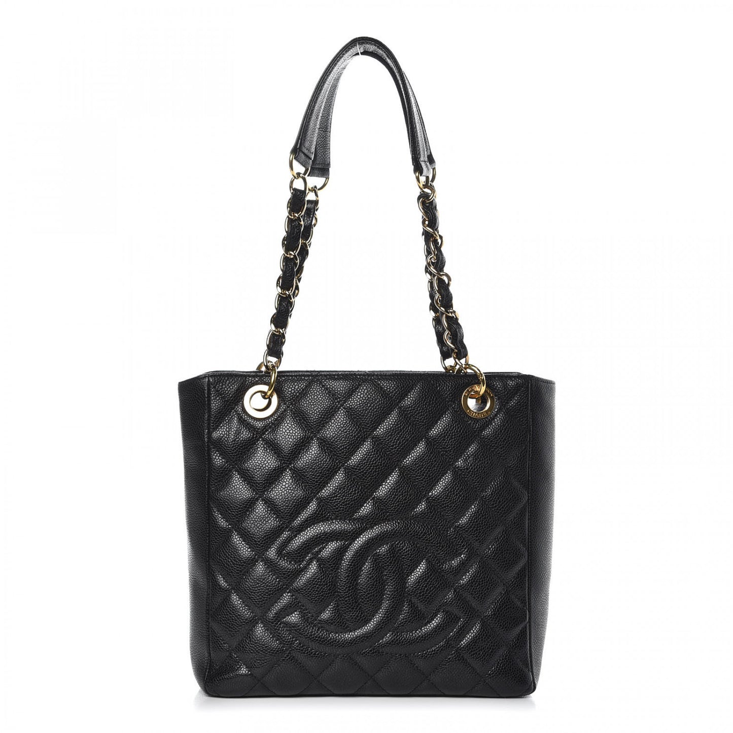 Caviar Quilted Petit Shopping Tote PST Black