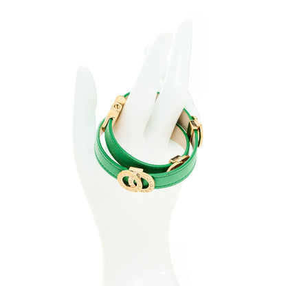Bulgari Calfskin Double Coiled Bracelet Green 2 of 5