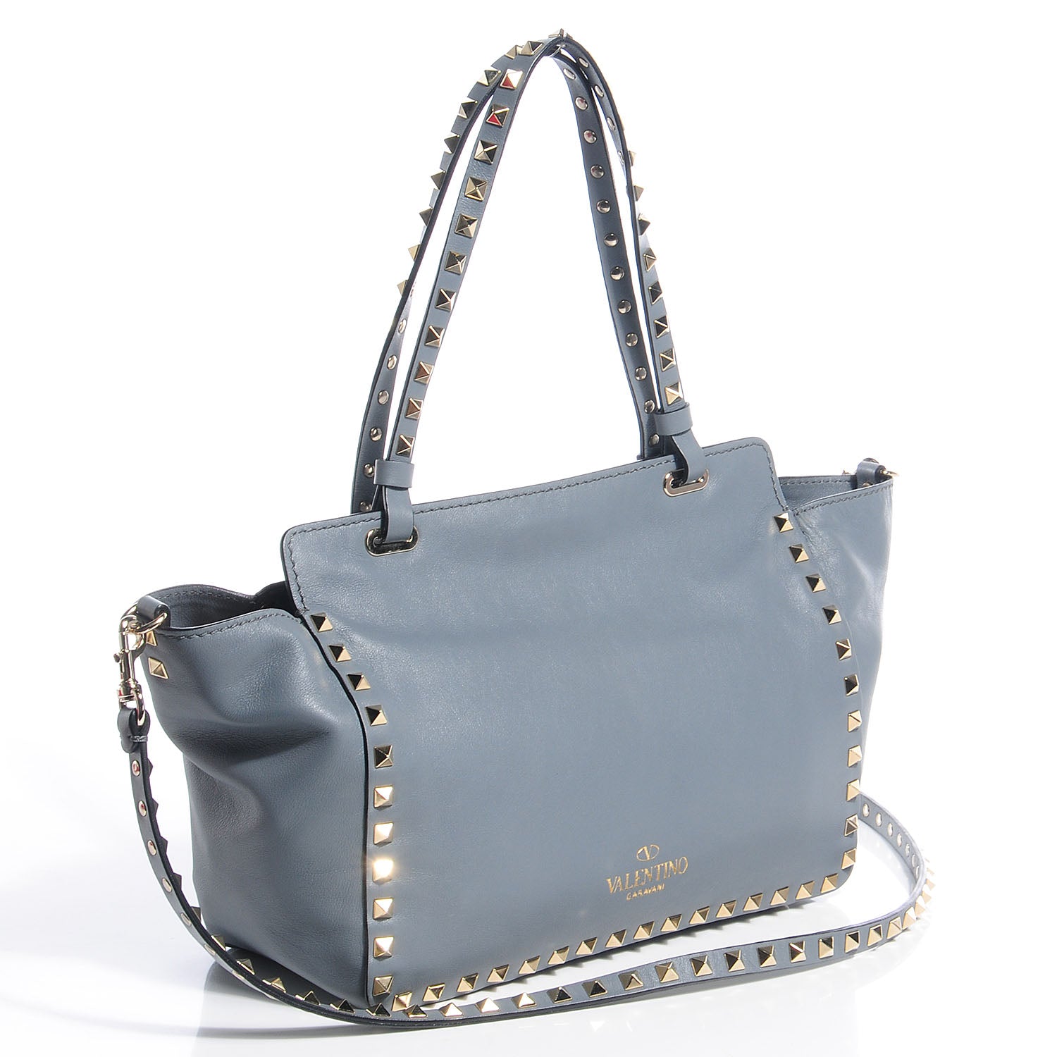 Valentino Garavani Vitello Small Rockstud Tote Grey 3 of 8