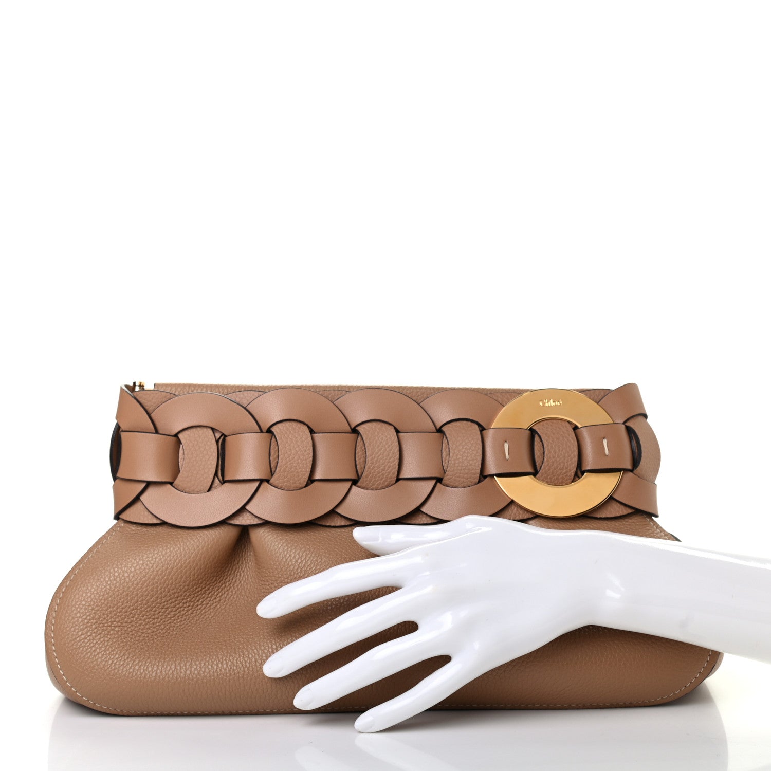 Chloe Grained Calfskin Darryl Clutch Cement Brown 2 of 7