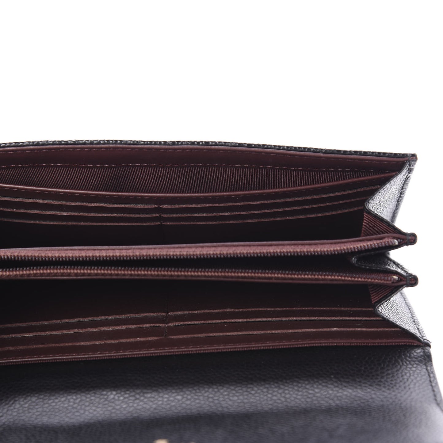 Caviar Quilted Large Gusset Flap Wallet Black