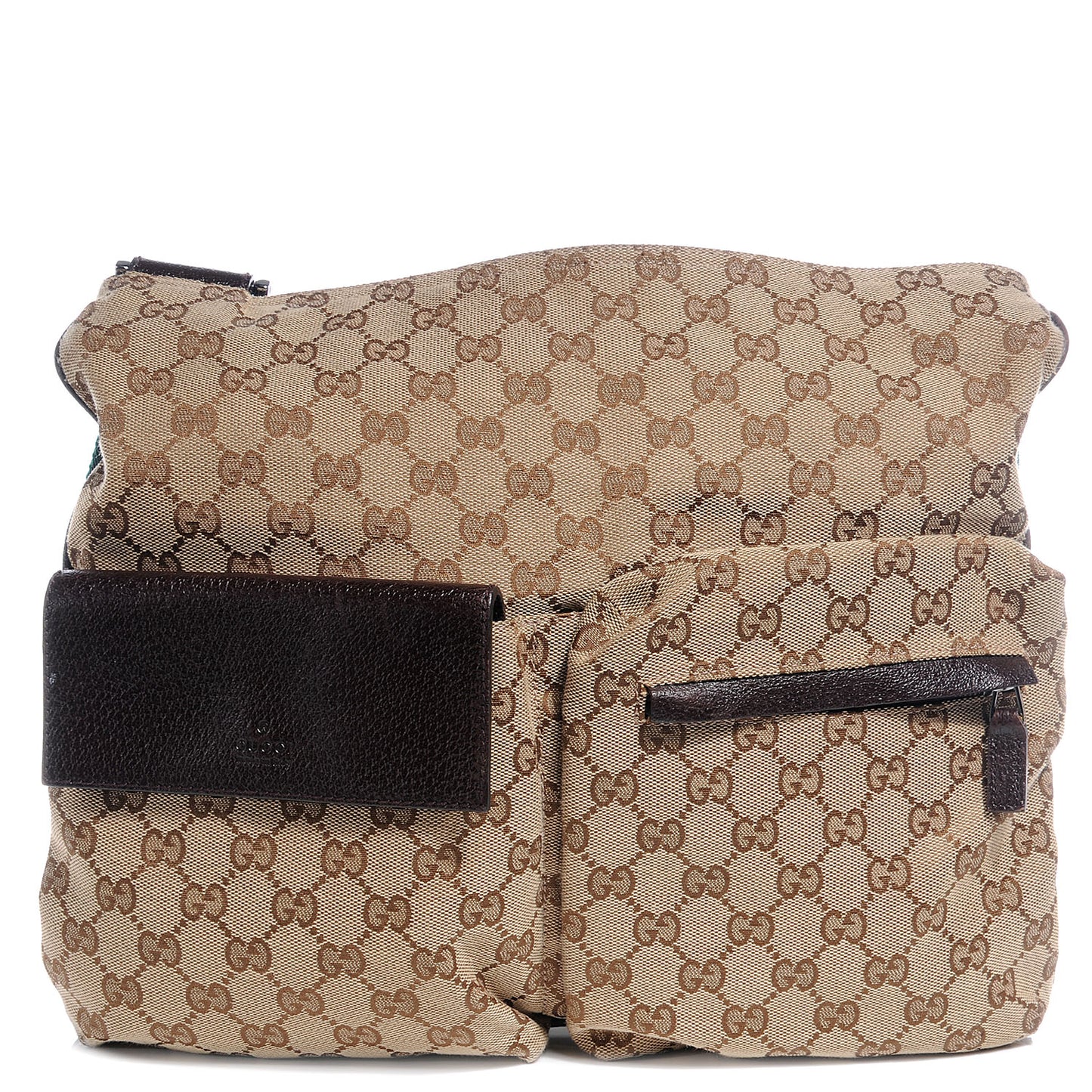 Monogram Web Medium Double Pocket Messenger Bag Dark Brown