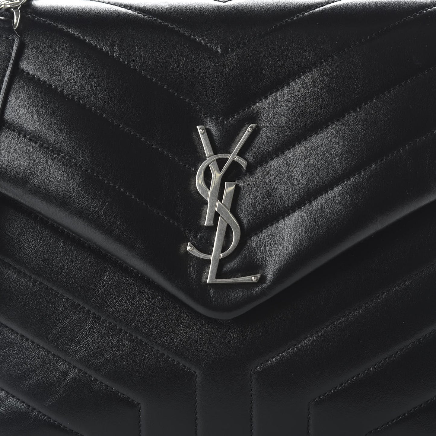 Calfskin Y Quilted Monogram Medium Loulou Chain Satchel Black