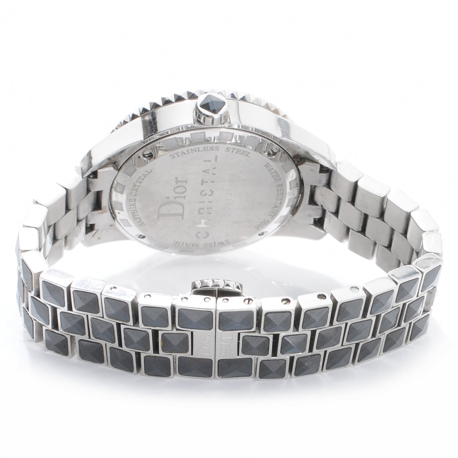 Christian Dior Stainless Steel Diamond Sapphire 33mm Christal Quartz Watch Black 3 of 5