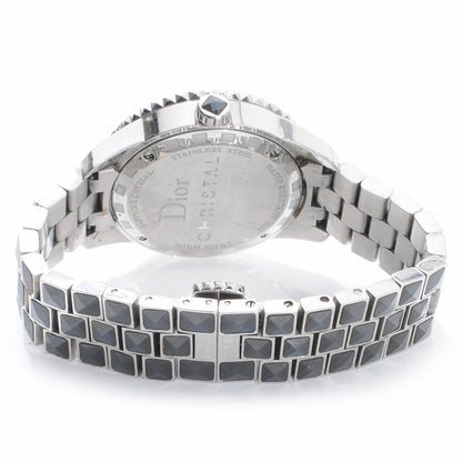 Christian Dior Stainless Steel Diamond Sapphire 33mm Christal Quartz Watch Black 3 of 5